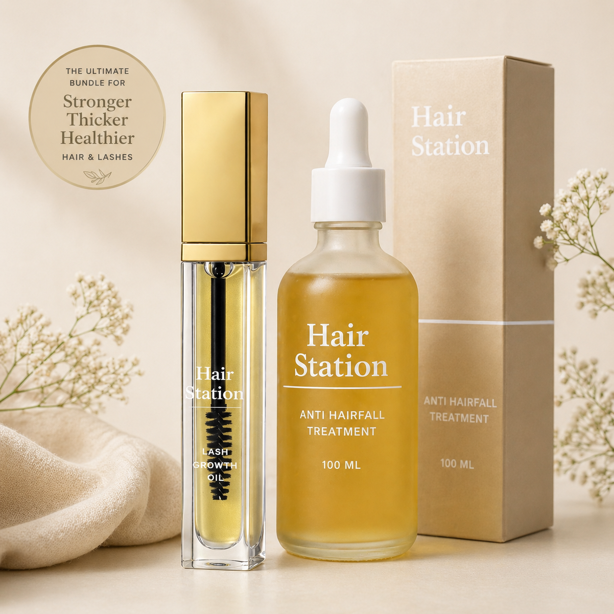 Bundle of Anti Hairfall Treatment Oil (100 ml) + Lash Growth Oil (10 ml)